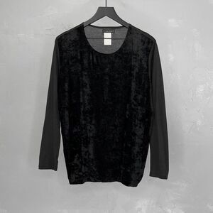 Vintage Y's Yohji Yamamoto Crushed Velvet Black Long Sleeve Shirt Women's Medium